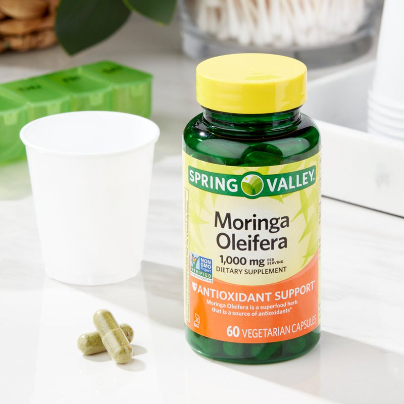 Spring Valley Moringa Oleifera, Dietary Supplement, Capsule, 1,000 Mg, 60 Count