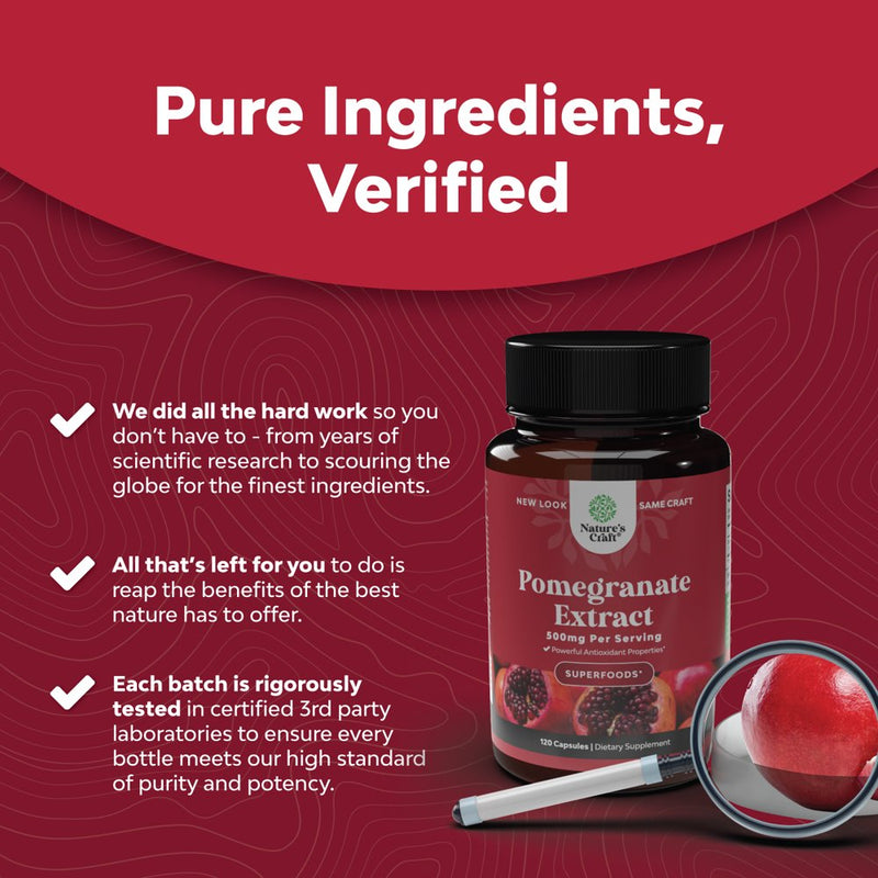 Advanced Antioxidant Superfood Pomegranate Supplement - Natural Pomegranate Extract Polyphenols Supplement for Heart Health and Joint Support - Reds Superfood Powder Capsules for Men and Women 120Ct