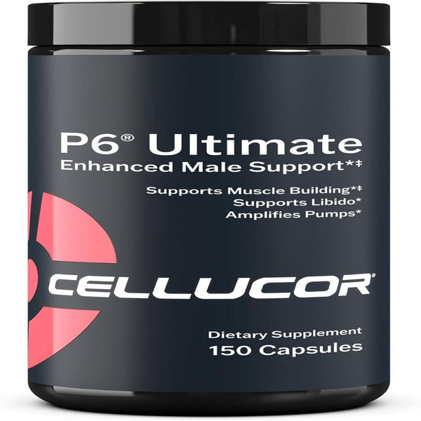 Cellucor P6 Ultimate Enhanced Support for Men Supports Muscle Growth & Strength Natural Support Supplement with Peakatp, Peptistrong, LJ100, Elevatp, DIM, & Senacti 150 Capsules