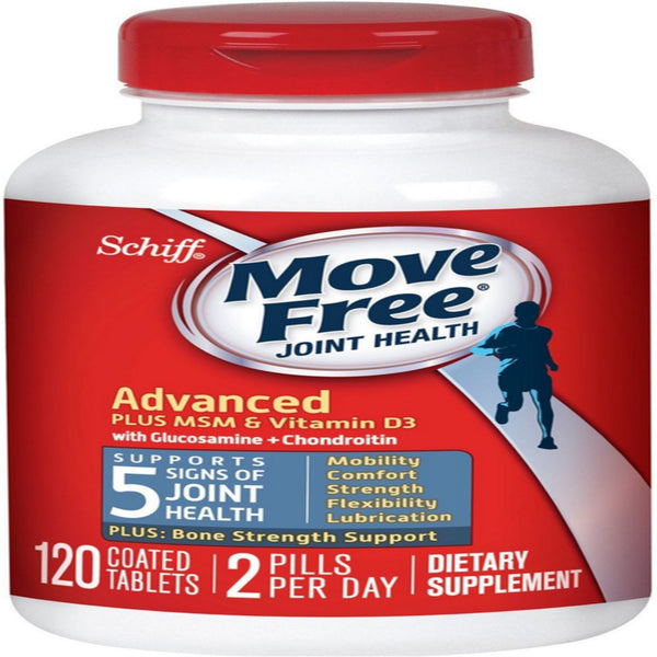 Move Free Advanced plus MSM Coated Tablets, Joint Health Supplement with Glucosamine and Chondroitin, 120 Count
