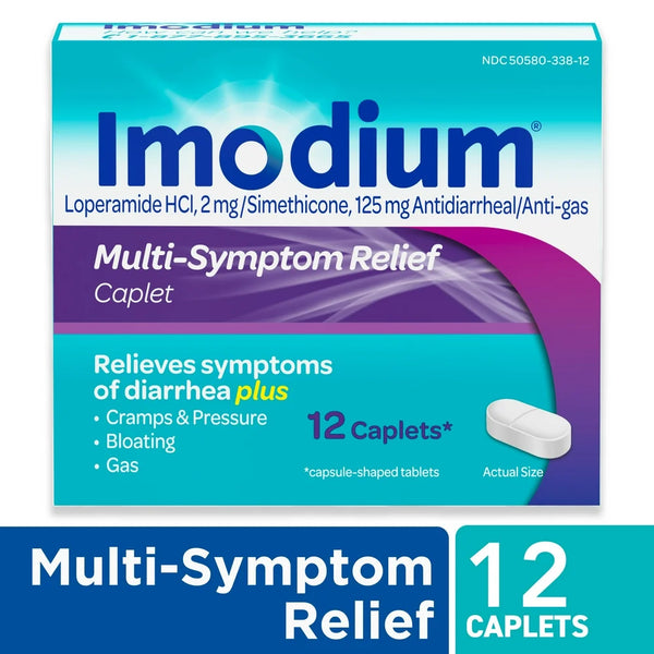 Imodium Multi-Symptom Relief Anti-Diarrheal Medicine Caplets, 12 Ct.