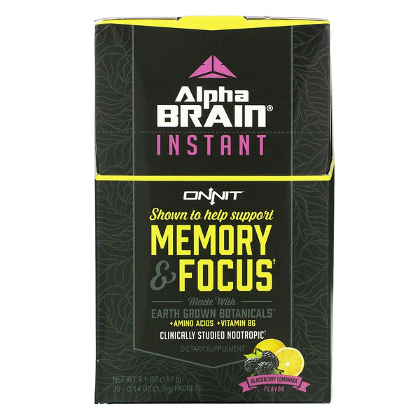 Alphabrain Instant, Memory & Focus, Blackberry Lemonade Flavor, 30 Packets, 0.14 Oz (3.9 G) Each, Onnit