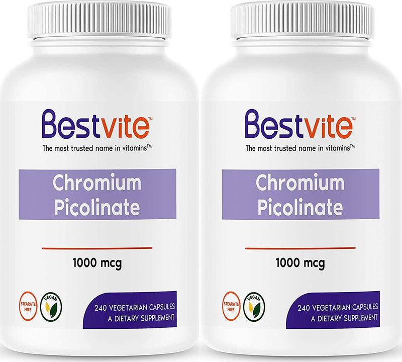 (480 Vegetarian Capsules) - Chromium Picolinate 1000mcg (480 Vegetarian Capsules) (2-Pack) - No Stearates - No Flow Agents