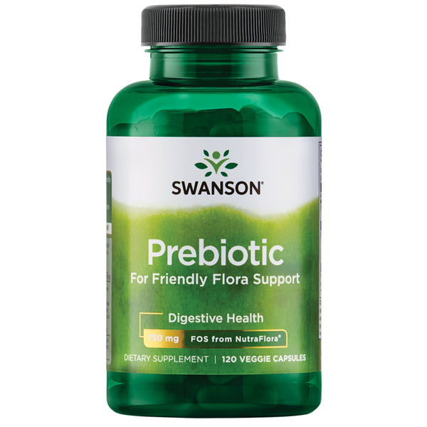 Swanson Prebiotic Capsules - Promotes Friendly Flora Support & Overall Digestive Health - Prebiotic Fiber Promoting Gut Health & Immune Health Support - (120 Veggie Capsules, 750Mg Each)