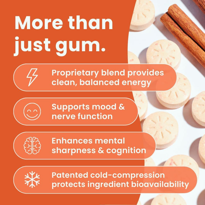 Neurogum Caffeine Cinnamon Gum with L Theanine & Vitamin B Energy and Brain Supplement Nootropic, 180 Count