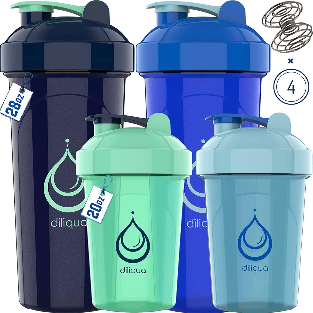 diliqua -10 Pack- Shaker Bottles for Protein Mixes | BPA-Free & Dishwasher Safe | 5 Large 28 oz & 5 20 oz Small Protein Shaker Bottle | Shaker Cups