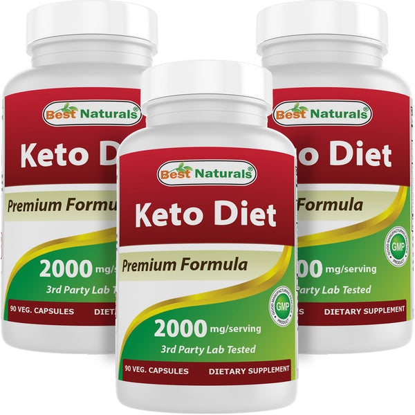 3 Pack Best Naturals Keto Diet Pills 2000 Mg 90 Vegetarian Capsules | Exogenous Ketones BHB Supplement