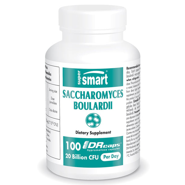 Supersmart - Saccharomyces Boulardii 20 Billion CFU 1000 Mg per Day - Probiotic Supplement - Yeast for Transit & Intestinal Health | Non-Gmo & Gluten Free - 100 DR Capsules