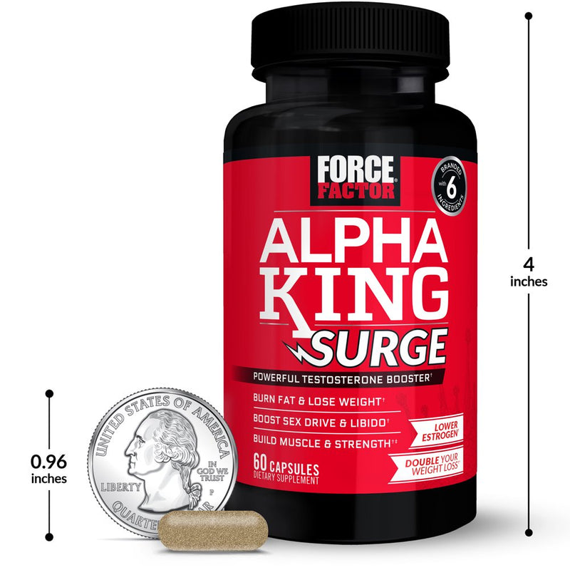Force Factor Alpha King Surge Testosterone Booster and Fat Burner for Men, 60 Capsules