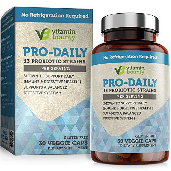 Vitamin Bounty Pro Daily Probiotic + Prebiotic - 13 Strains, Delayed Release Capsules - Including Lactobacillus Acidophilus, Rhamnosus and Saccharomyces Boulardii