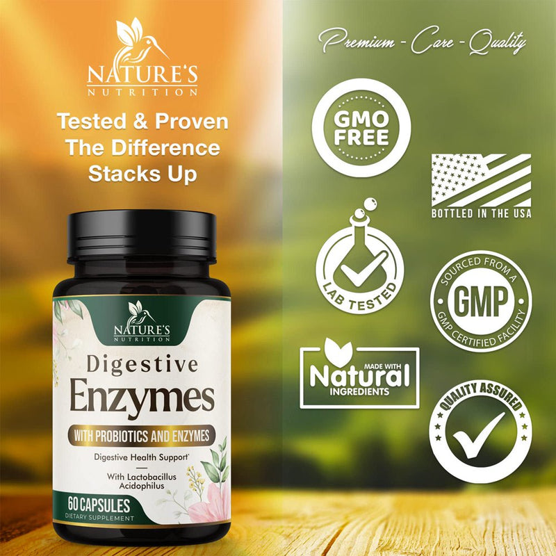 Digestive Enzymes with Probiotics and Bromelain - Extra Strength Digestive Enzyme Health Supplement for Women and Men - Supports Digestion, Gas, Bloating, and Gut Health, Non-Gmo - 60 Capsules