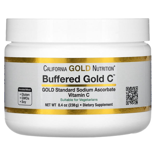 Buffered Vitamin C Powder, Non-Acidic, Gold C, USP Grade Sodium Ascorbate, Suitable for Vegans and Vegetarians, 8.40 Oz (238 G)