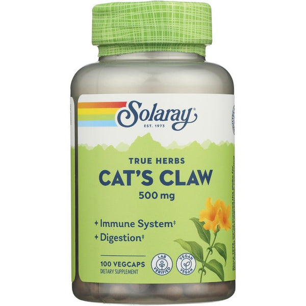 Solaray Cat'S Claw Bark 500Mg | Healthy Immune & Digestive System Function Support | May Help Protect Brain Function | Joint Health Support | 100Ct