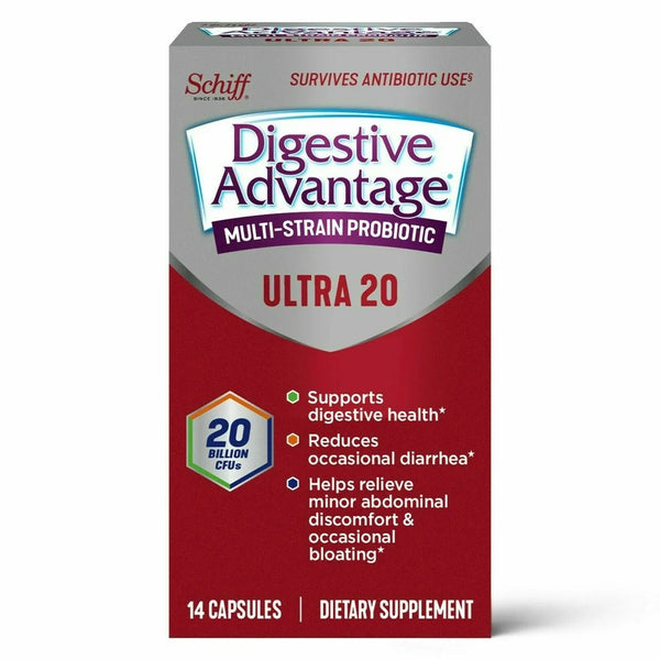 Pack of 2 Boxes, Digestive Advantage 20 Billion CFU Multi-Strain Probiotic Ultra 20 Billion Cfu'S (14 Count Each Box)