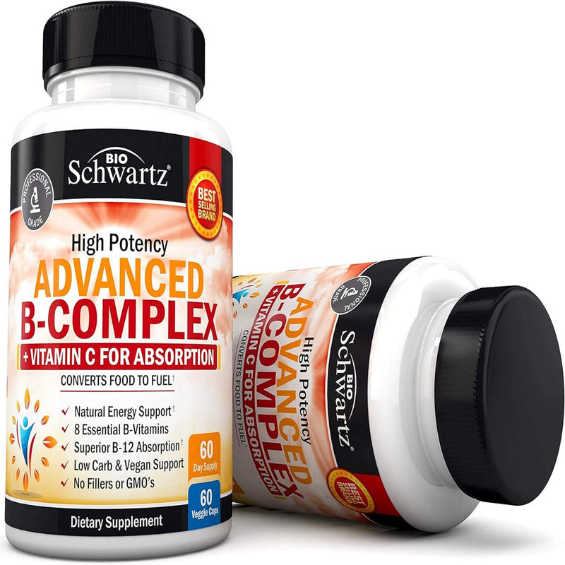 Bioschwartz Vitamin B-Complex Capsules with Vitamin C - Immunity and Nervous System Support | 60Ct