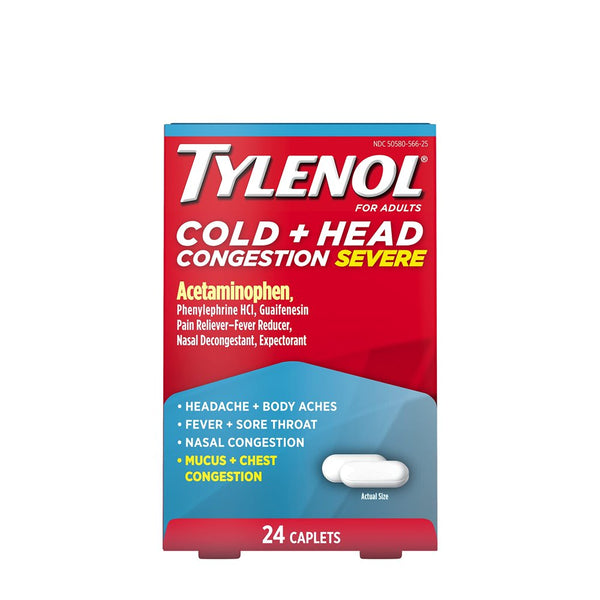 Tylenol Cold + Head Congestion Severe Medicine Caplets, 24 Ct.