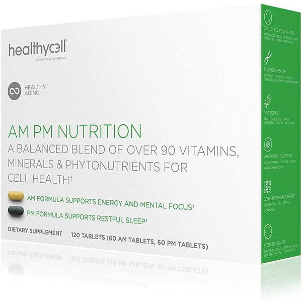 Healthycell AM/PM Nutrition Natural anti Aging Supplement for Adults, Supports Cell Health, 120 Tablets