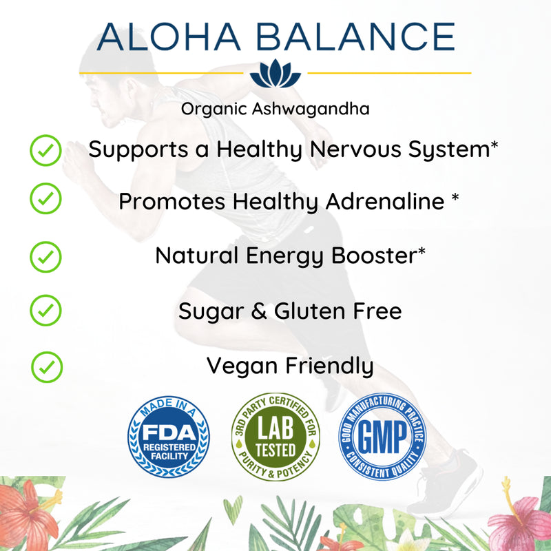 Ashwagandha Root Powder - Energy Booster & Adrenaline Aid - Natural Supplement by Aloha Balance