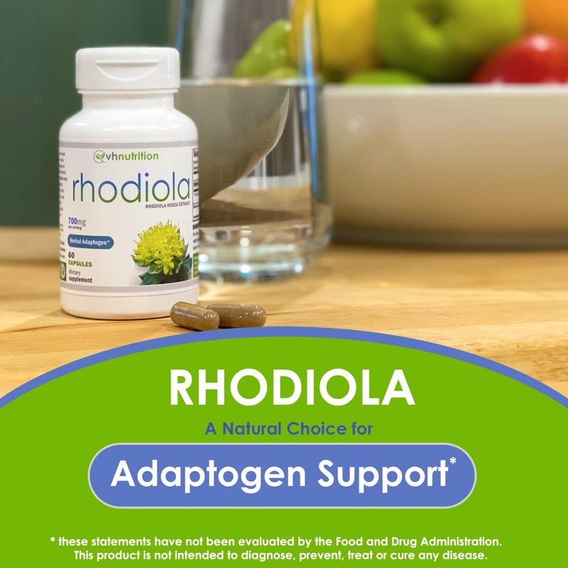 VH Nutrition RHODIOLA | Rhodiola Rosea Capsules | Supplement for Adrenal Support, Focus, and Energy* | 60 Capsules