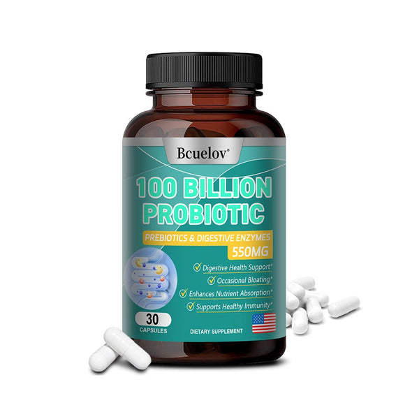 Bcuelov Organic Probiotics 100 Billion, Dr. Formulated Probiotic Capsules for Digestive and Gut Health - Supports Occasional Constipation, Diarrhea, Gas and Bloating