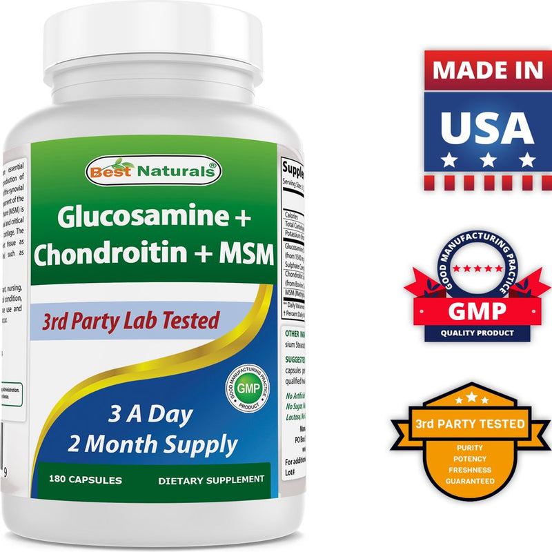 2 Pack Best Naturals Glucosamine, Chondroitin & MSM 180 Capsules | Joint Support