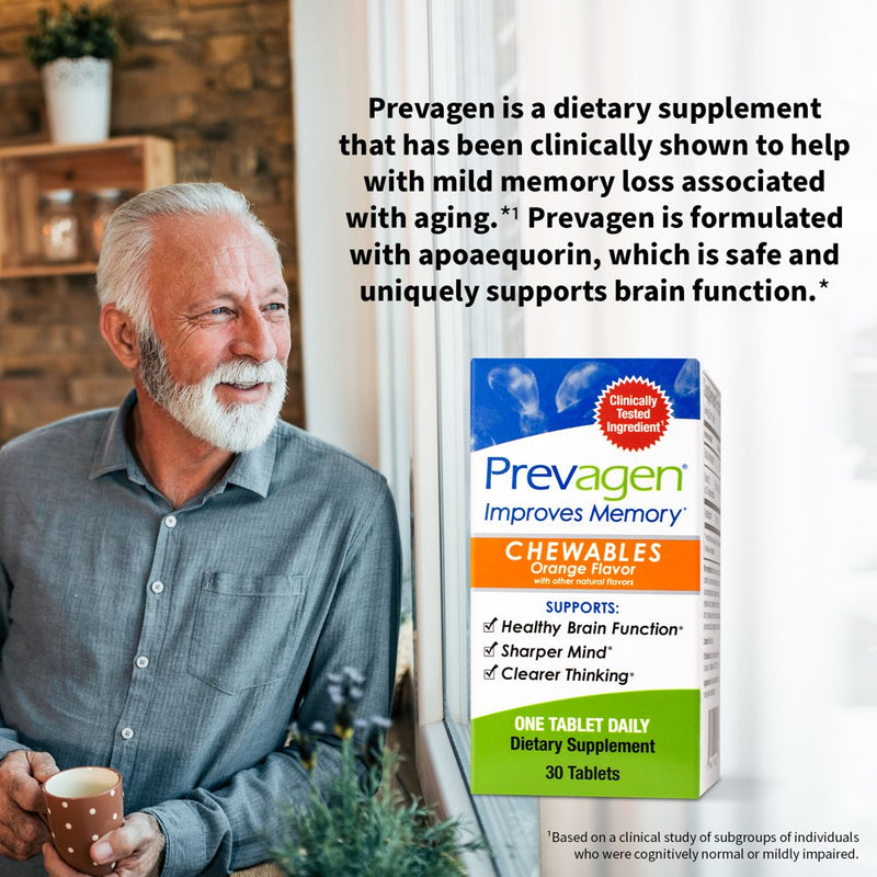 Prevagen Improves Memory - Regular Strength 10Mg, 30 Chewables |Orange-2 Pack| with Apoaequorin & Vitamin D | Brain Supplement for Better Brain Health, Supports Healthy Brain Function and Clarity