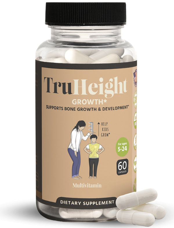 Truheight Capsules - Height Growth Supplement - Grow Taller with Vital Nutrients for Kids & Teens - Keto with Ashwaganda & Nanometer Calcium - Increase Bone Strength, Ages 5+