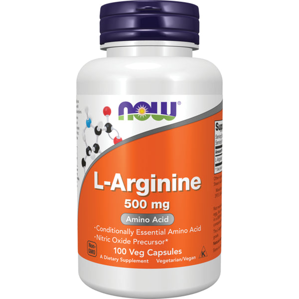 NOW Supplements, L-Arginine 500 Mg, Nitric Oxide Precursor*, Amino Acid, 100 Veg Capsules