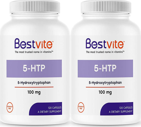 5-HTP 100mg (240 Capsules) (120 x 2) - No Stearates or Flow Agents - Gluten Free - Non GMO