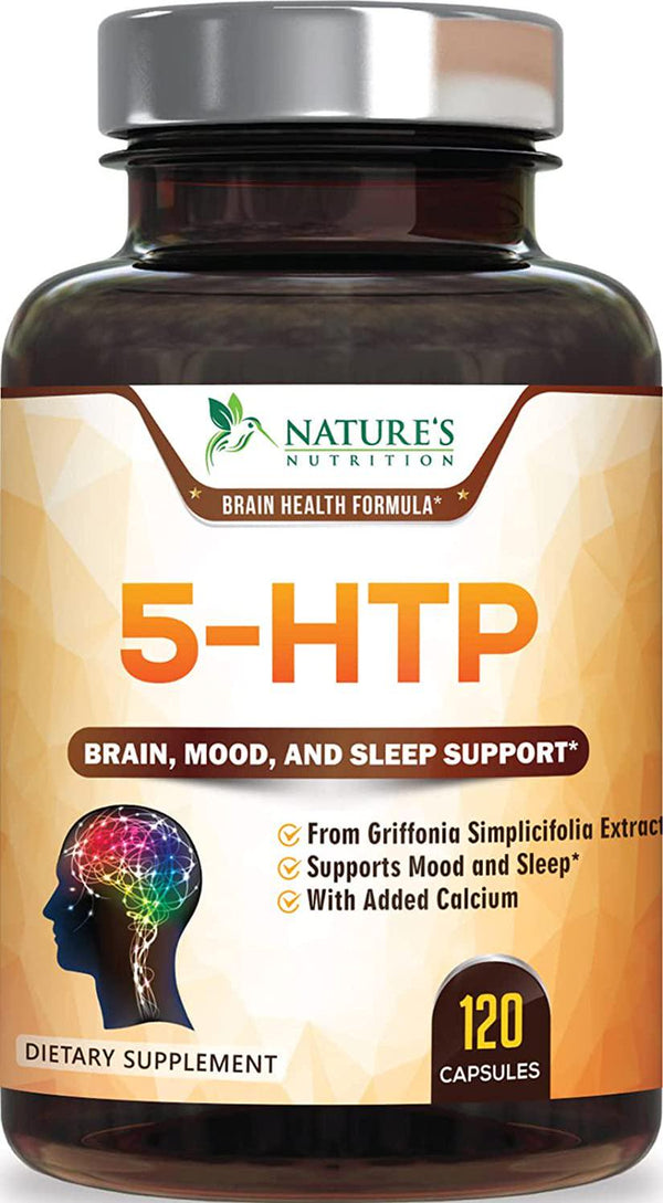 5-HTP 200mg Capsules - Extra Strength Support for Sleep and Stress, Bottled in USA, Best 5-Hydroxytryptophan Supplement for Men and Women, Supports Positive Mood - 120 Capsules