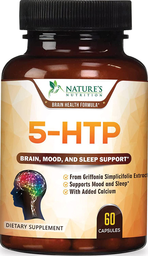 5-HTP 200mg Capsules - Extra Strength Support for Stress, Bottled in USA, Best 5-Hydroxytryptophan Supplement for Men and Women, Supports Mood - 60 Capsules