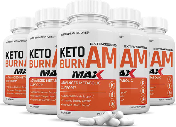 (5 Pack) Keto Burn AM Max 1200MG Pills Includes Apple Cider Vinegar goBHB Strong Exogenous Ketones Advanced Ketogenic Supplement Ketosis Support for Men Women 300 Capsules