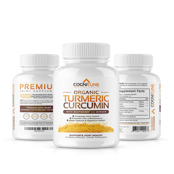 Organic Turmeric Curcumin (95% Curcuminoids)+Ginger & Bioperine; Potent Antioxidant, Joint Health Support, 1425Mg