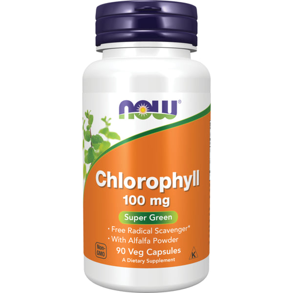 NOW Supplements, Chlorophyll 100 Mg with Alfalfa Powder, Green Superfood, 90 Veg Capsules