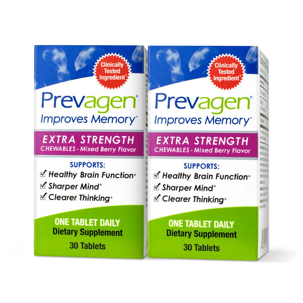 Prevagen Improves Memory - Extra Strength 20Mg, 30 Chewables |Mixed Berry-2 Pack| with Apoaequorin & Vitamin D | Brain Supplement for Better Brain Health, Supports Healthy Brain Function and Clarity