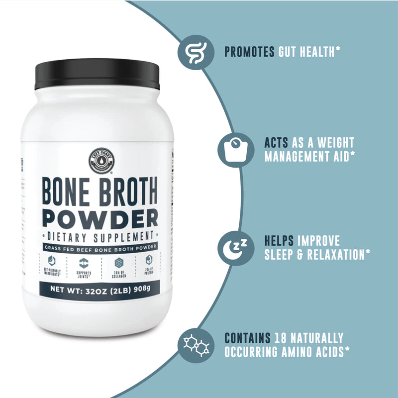Left Coast Performance Keto Bone Broth Powder | Grass Fed Keto Protein Powder with Collagen | 42 Servings | Unflavored, 32Oz