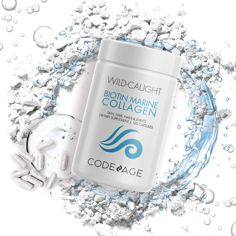 Codeage Biotin Marine Collagen Capsules, Wild-Caught Hydrolyzed Fish Collagen 1 & 3, Hyaluronic Acid, 120 Ct