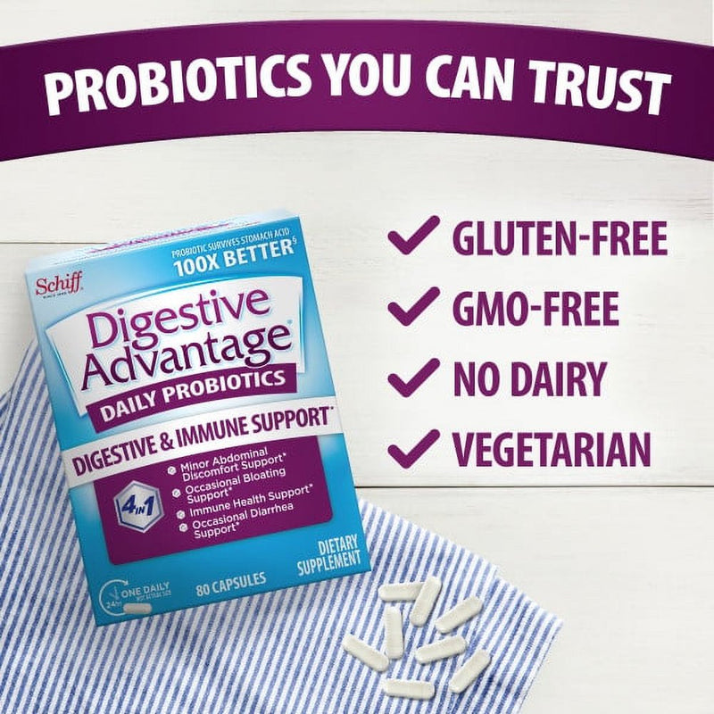 Digestive Advantage Daily Probiotic - Survives Better than 50 Billion Capsules 80 Each