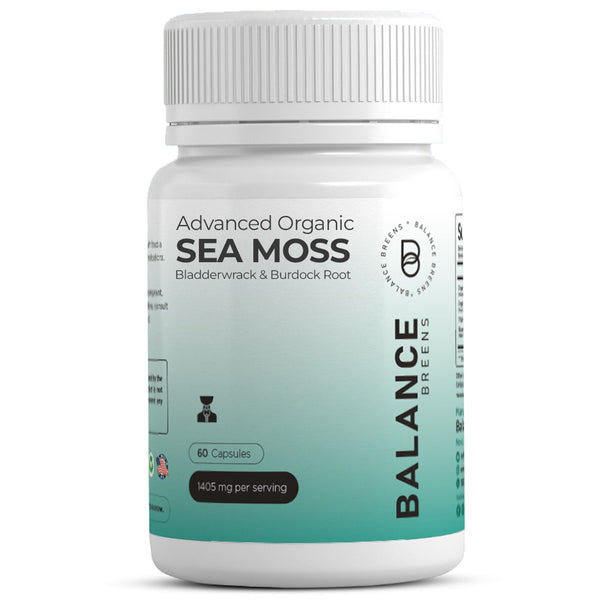 Organic Irish Sea Moss Capsules - 60 Pure Seamoss, Bladderwrack & Burdock Root Supplement – Thyroid Support, Immune Booster, Digestive Gut Health, Healthy Skin Detox and Joints Support