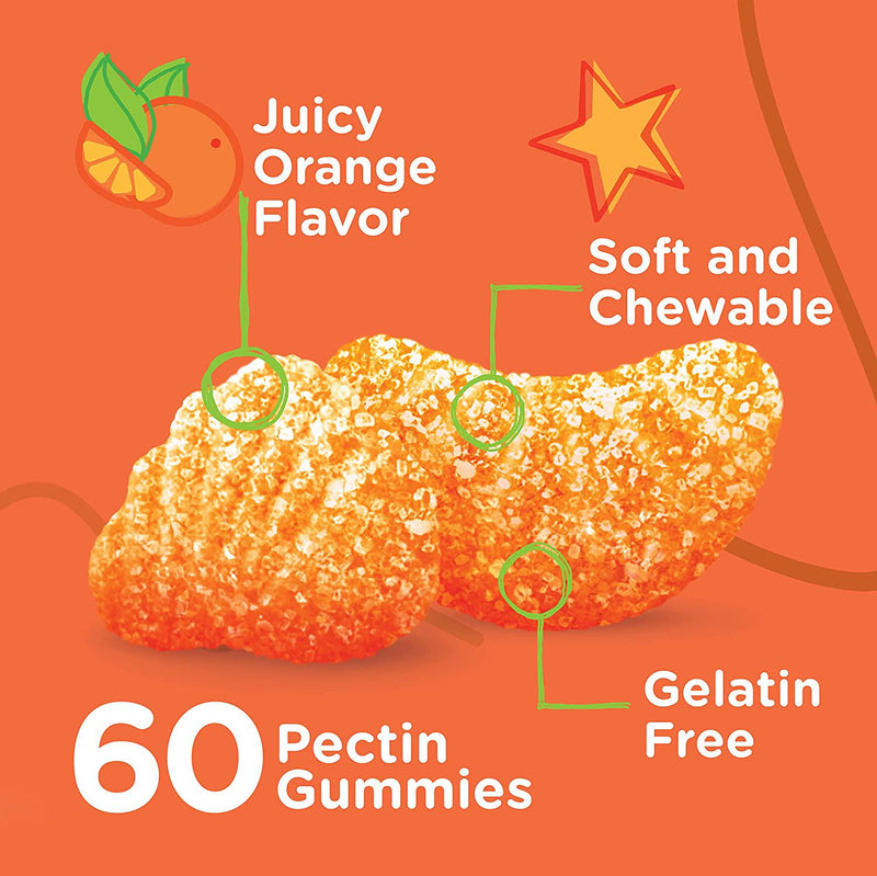 [60 Count] Vitamin C Gummies Formulated for Kids Plus Echinacea [Immune Support Booster] Herbal Dietary Supplement, Vegan, Pectin, Gelatin Free, Gluten Free, Non GMO, Orange Flavor Chewable Gummy