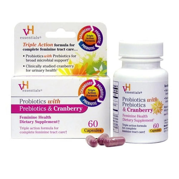 VH Essentials Probiotics with Prebiotics and Cranberry Feminine Health Capsules 60 Ea