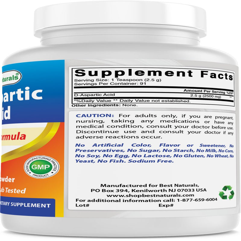 3 Pack Best Naturals D-Aspartic Acid Pure 8 Oz Powder | Testosterone Booster