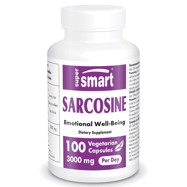 Supersmart - Sarcosine 3000 Mg per Day - Nootropic Brain Supplement - Mental Health - Mood Booster | Non-Gmo & Gluten Free - 100 Vegetarian Capsules