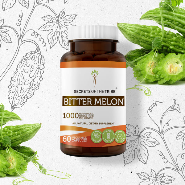Secrets of the Tribe Bitter Melon 60 Capsules, Wildcrafted , May Help Balance Blood Sugar 500 Mg