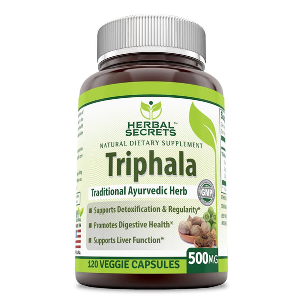Herbal Secrets Triphala 500 Mg 120 Veggie Capsules (Non-Gmo) - Traditional Ayurvedic Herb- Supports Detoxification & Regularity, Liver Function and Promotes Digestive Health*