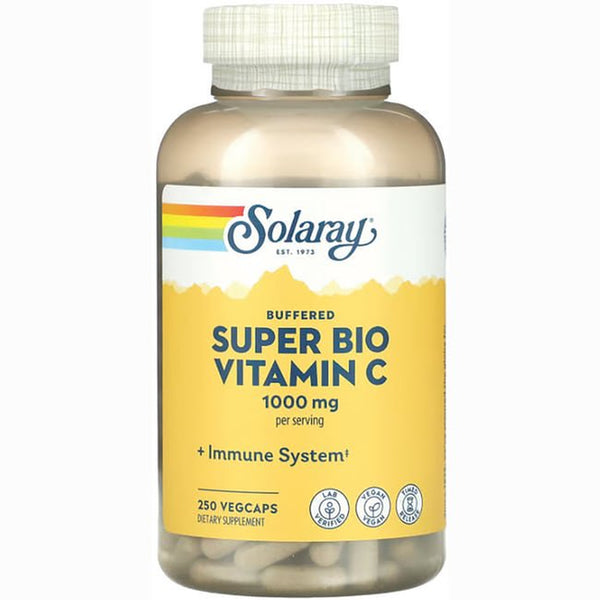 Solaray Super Bio Buffered Vitamin C 1000 Mg with Bioflavonoids, Timed Release Immune Support, 250 Vegcaps