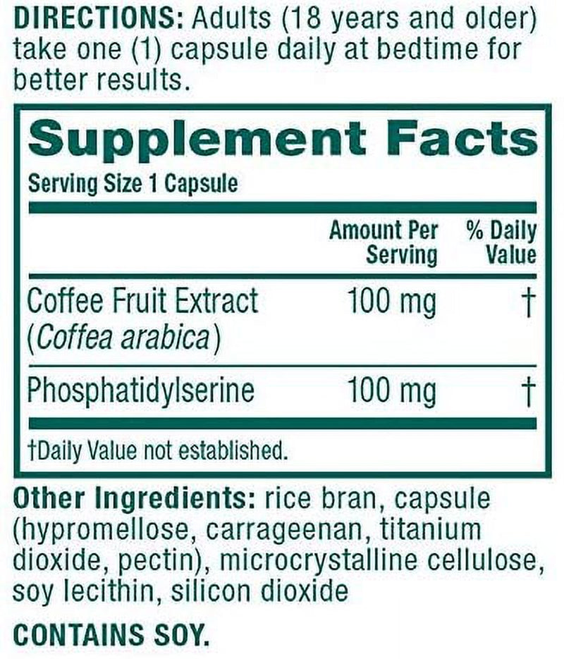 Original Capsules (30Ct) Phosphatidylserine, Gluten Free, Decaffeinated - Supports Focus, Memory, Learning, Accuracy & Concentration (Pack of 1)