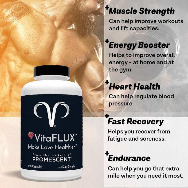 Promescent Vitaflux - Nitric Oxide Supplement with L Arginine, L Citrulline, and L Caritine for Performance, Stamina, Energy, Muscle Recovery