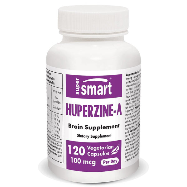 Supersmart - Huperzine-A 100 Mcg per Day - Nootropic - Brain Supplement - Focus & Memory Support | Non-Gmo & Gluten Free - 120 Vegetarian Capsules