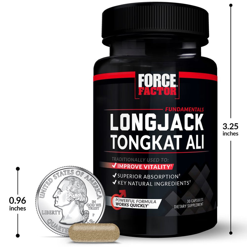 Force Factor Longjack Tongkat Ali 500Mg, Vitality Supplement for Men, 30 Capsules